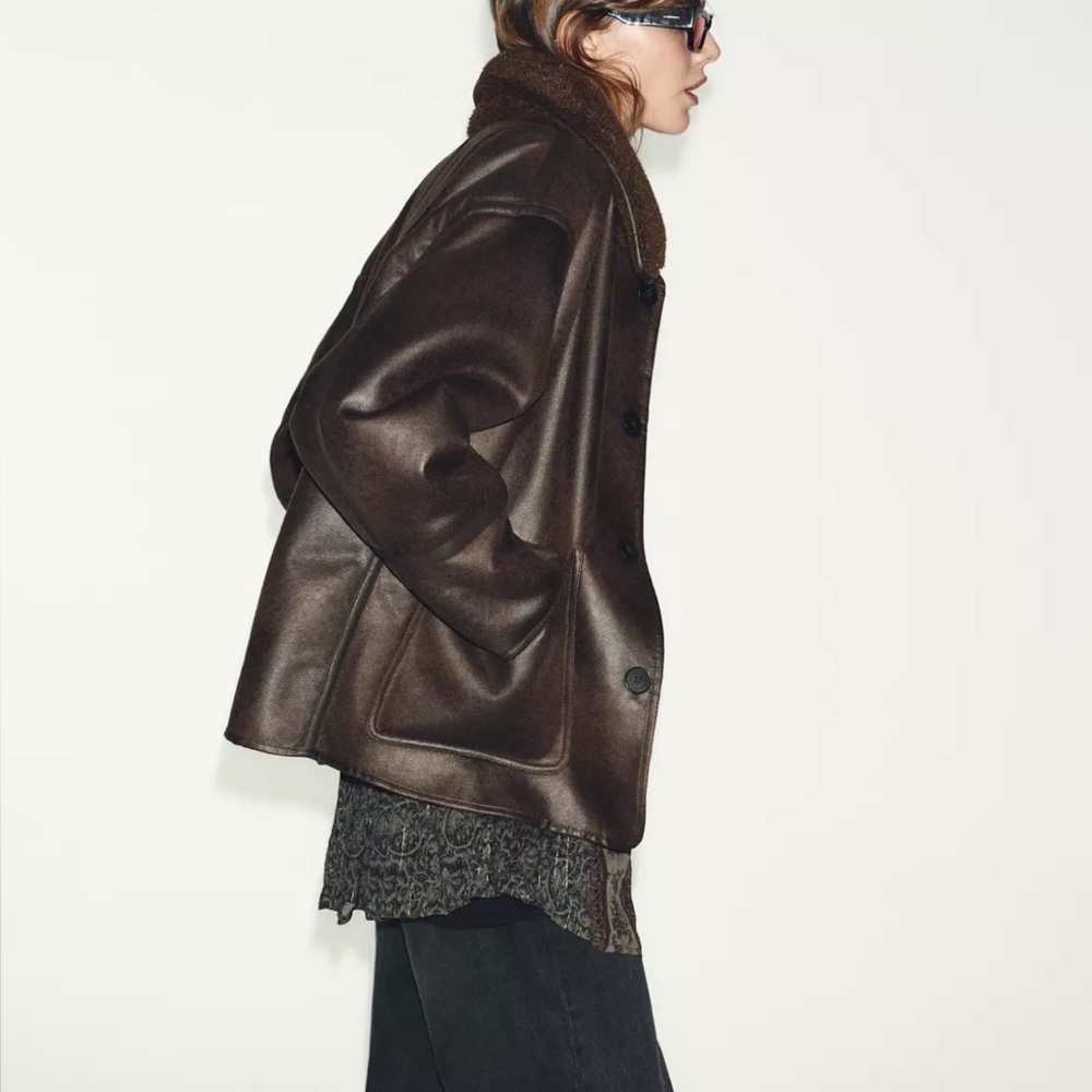Zara Reversible Double Faced Sherpa Jacket - Picture 3 of 13